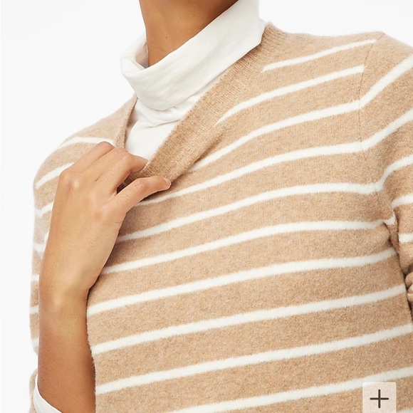 J crew heather mushroom ivory Striped crewneck sweater in extra-soft yarn - Picture 2 of 5